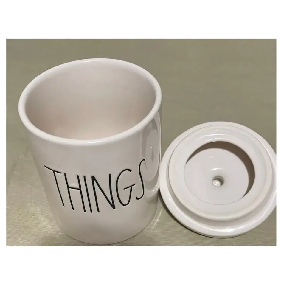 Rae Dunn 2 Pieces Ceramic Bathroom Set Dish Wash Plate And Things Jar With Lid‎